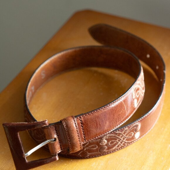 Embroidered Leather Belt